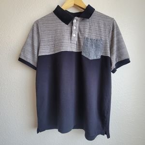 Hudson & Barrow NYC Mens Button Up Short Sleeve Collared Polo Shirt Size XL Gray